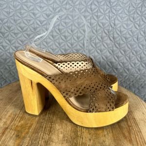 Veronica Beard Heels Women’s 11 Gaynor Brown Block Sandals